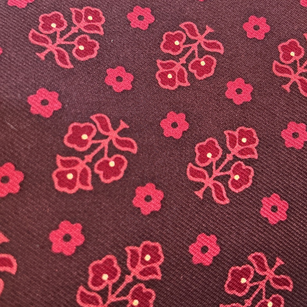 Vera Bradley for Baekgaard Burgundy Floral Silk Necktie Handmade